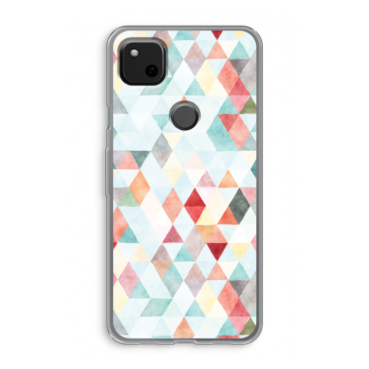 Gekleurde driehoekjes pastel: Google Pixel 4a Transparant Hoesje