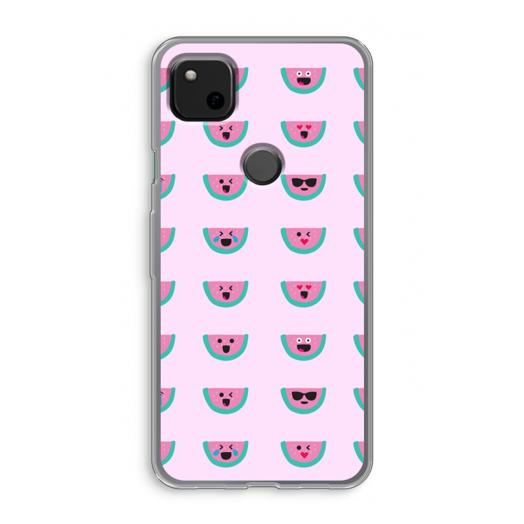Smiley watermeloenprint: Google Pixel 4a Transparant Hoesje