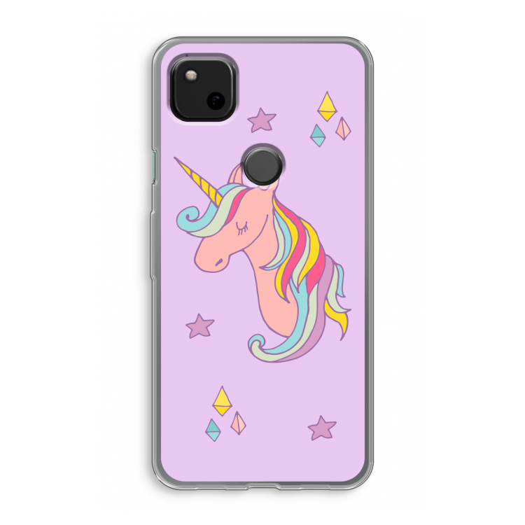 Roze eenhoorn: Google Pixel 4a Transparant Hoesje