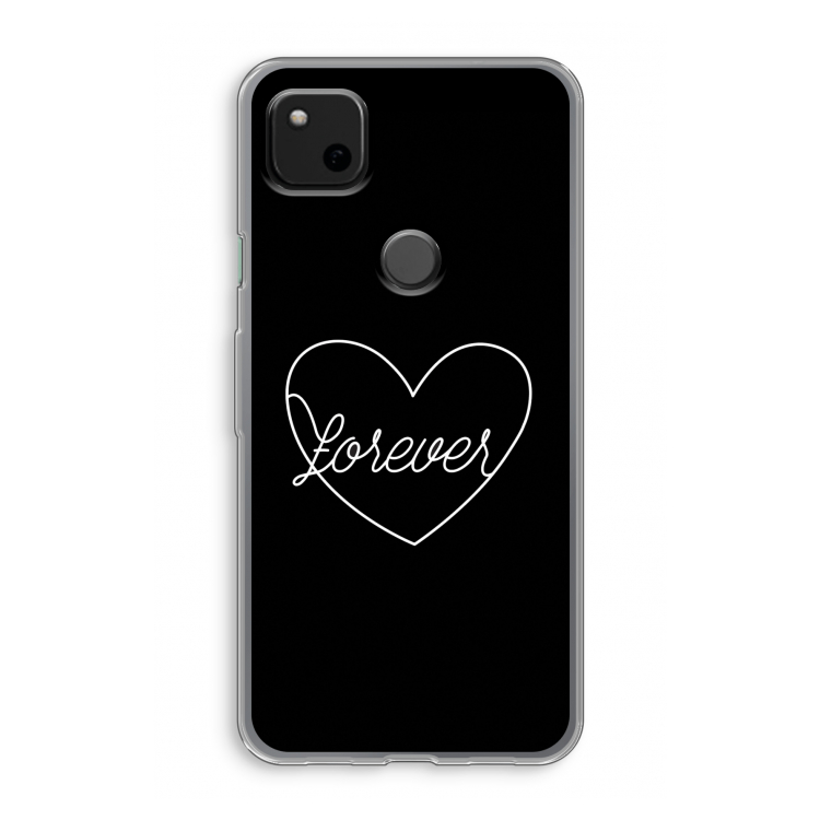 Forever heart black: Google Pixel 4a Transparant Hoesje