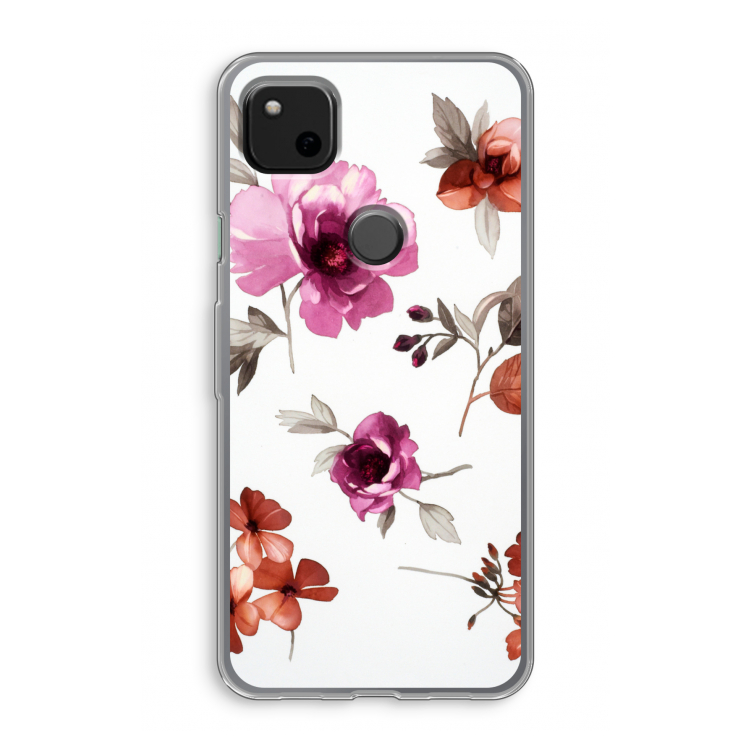 Geschilderde bloemen: Google Pixel 4a Transparant Hoesje