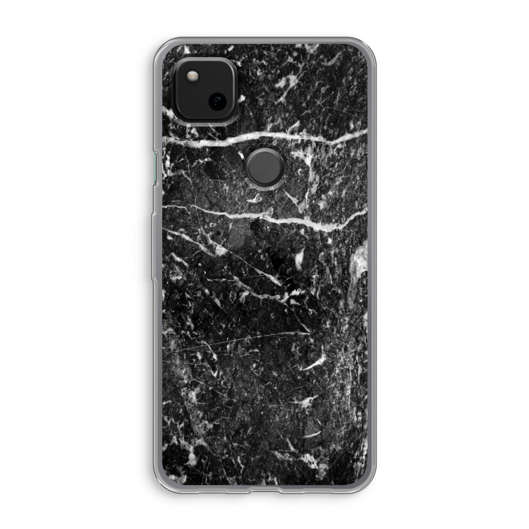 Zwart marmer: Google Pixel 4a Transparant Hoesje