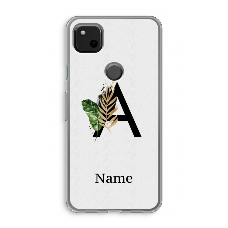 Charcoal Flora: Google Pixel 4a Transparant Hoesje