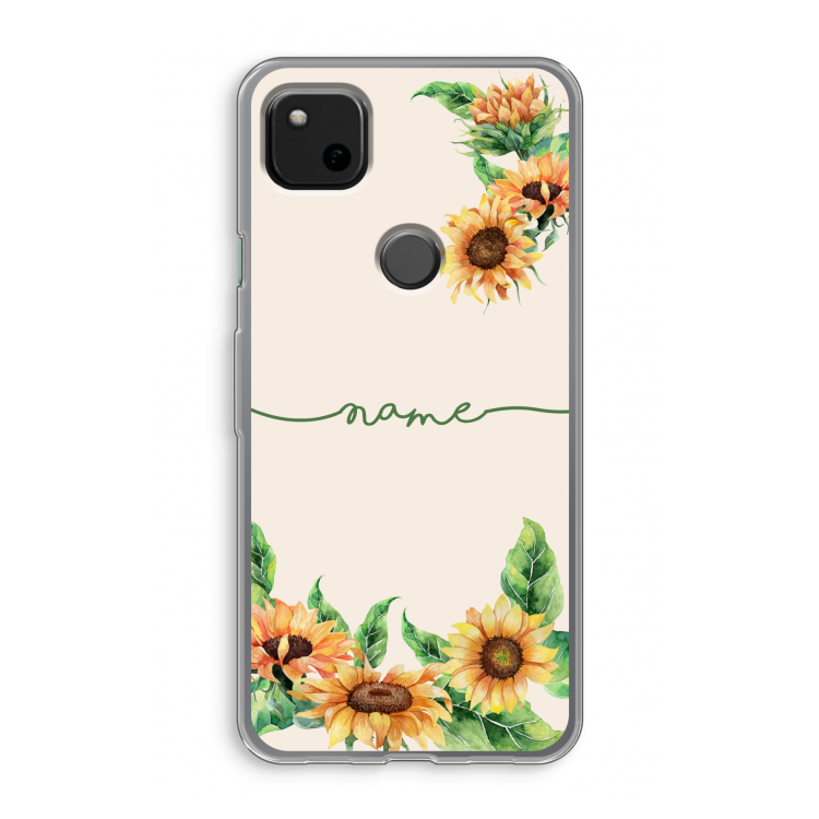 Zonnebloemen: Google Pixel 4a Transparant Hoesje