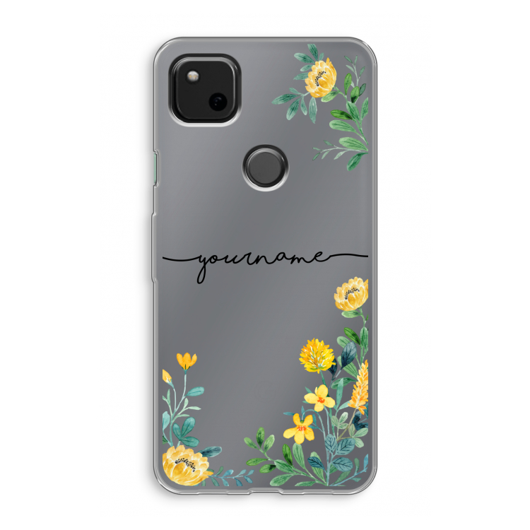 Gele bloemen: Google Pixel 4a Transparant Hoesje