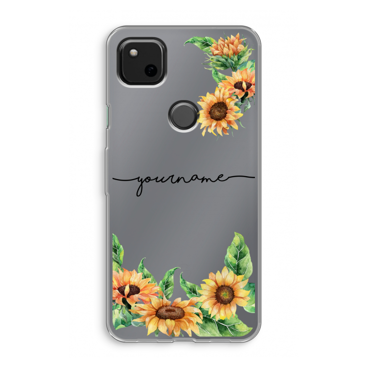 Zonnebloemen: Google Pixel 4a Transparant Hoesje