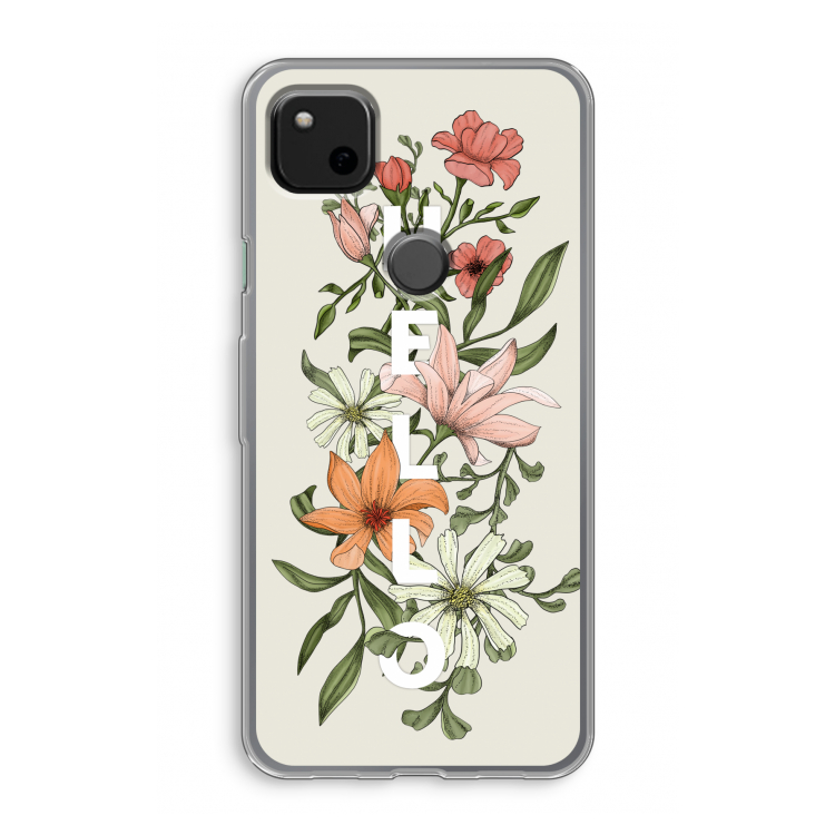 Hello bloemen: Google Pixel 4a Transparant Hoesje