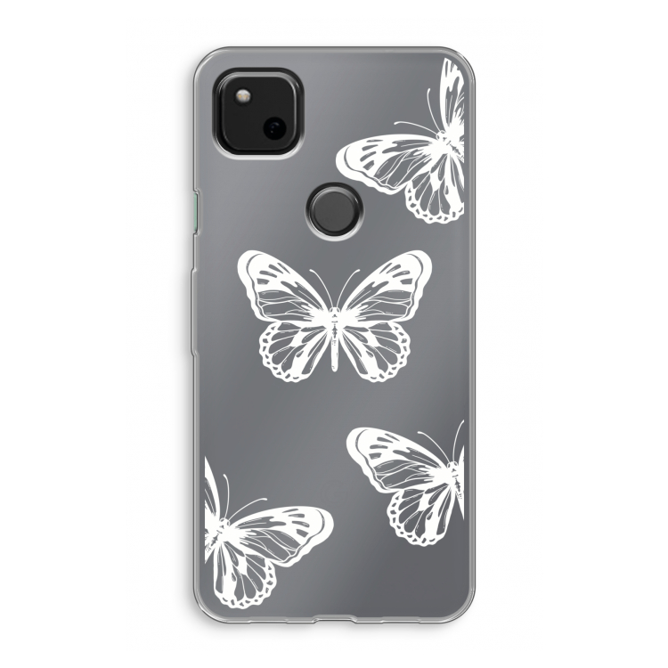 White butterfly: Google Pixel 4a Transparant Hoesje