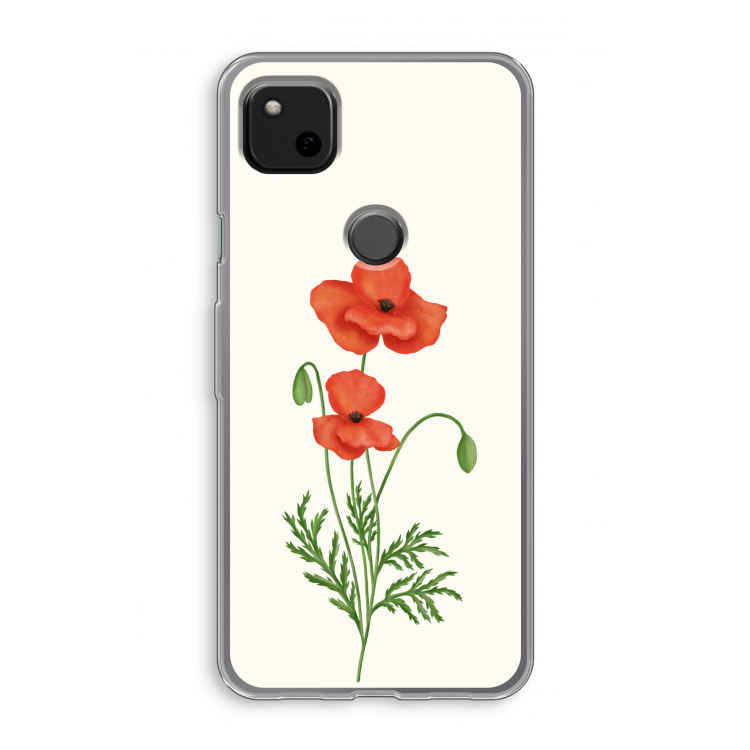 Red poppy: Google Pixel 4a Transparant Hoesje