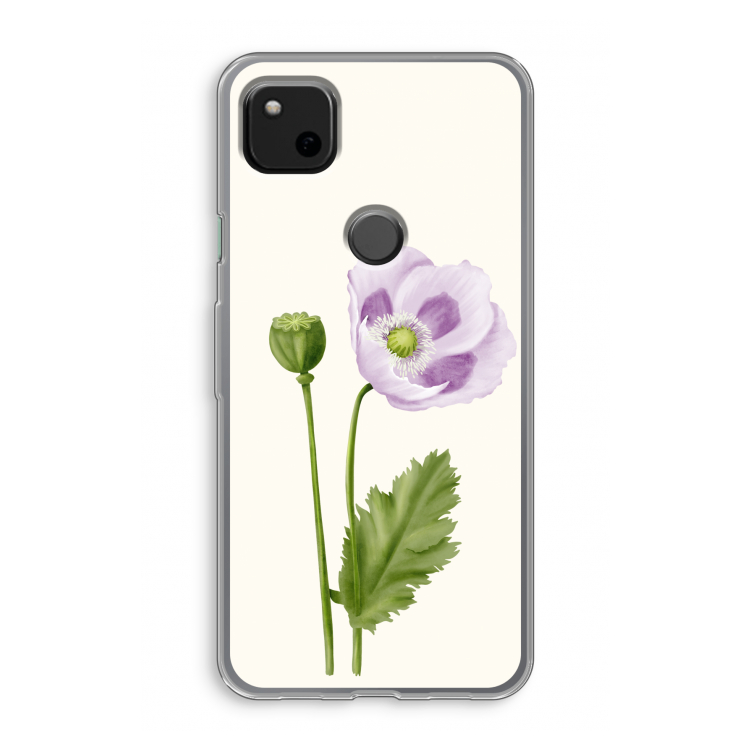 Purple poppy: Google Pixel 4a Transparant Hoesje