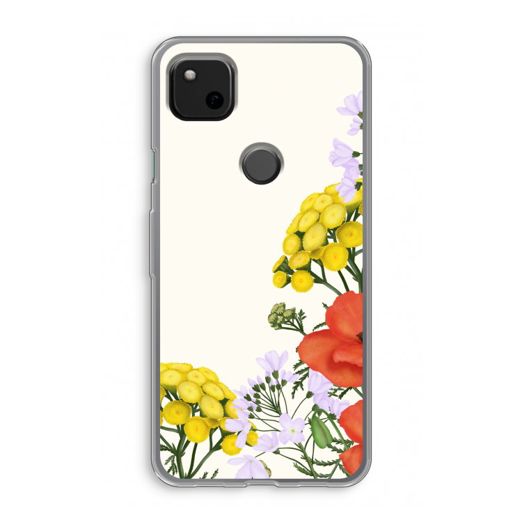 Wilde bloemen: Google Pixel 4a Transparant Hoesje