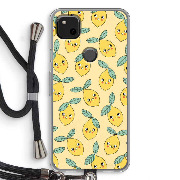 Citroenen: Pixel 4a Transparant Hoesje met koord