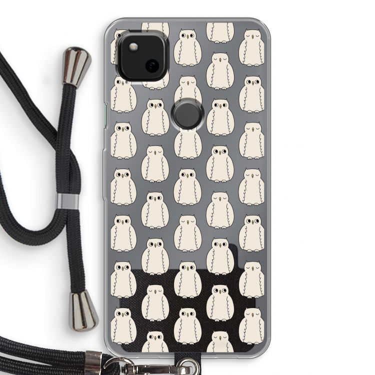 Uilen: Pixel 4a Transparant Hoesje met koord