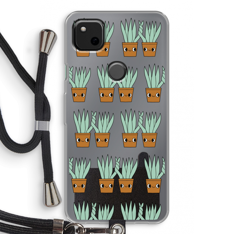 Sansevieria: Pixel 4a Transparant Hoesje met koord