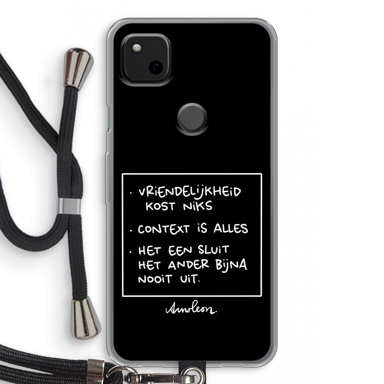 Mijn Motto's: Pixel 4a Transparant Hoesje met koord