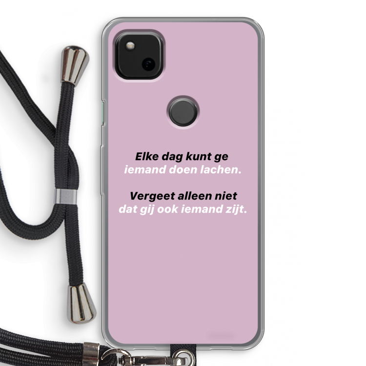 gij zijt ook iemand: Pixel 4a Transparant Hoesje met koord