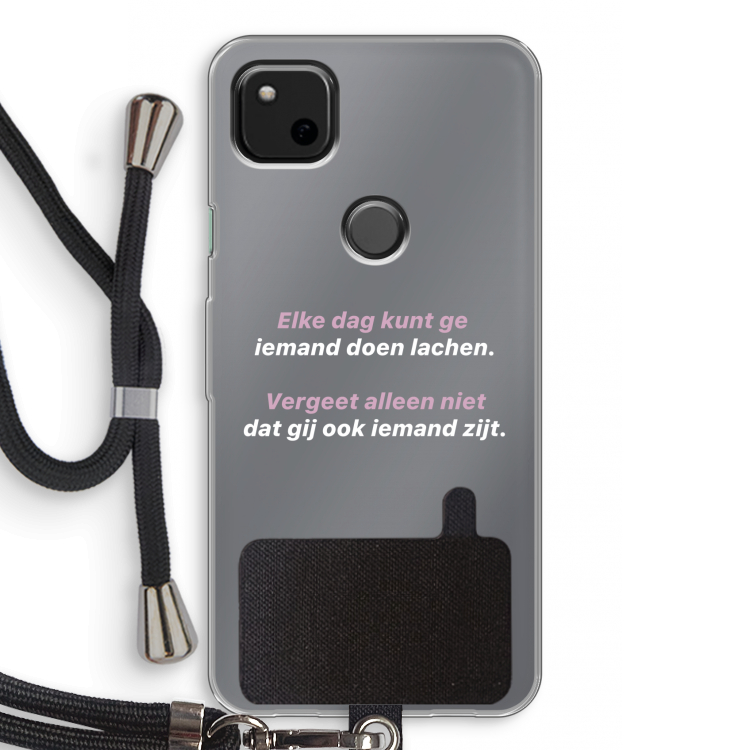 gij zijt ook iemand: Pixel 4a Transparant Hoesje met koord