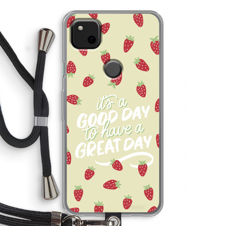 Don't forget to have a great day: Pixel 4a Transparant Hoesje met koord