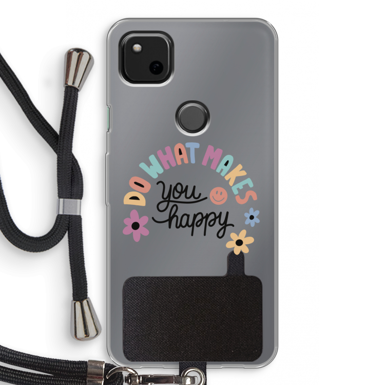 Happy days: Pixel 4a Transparant Hoesje met koord