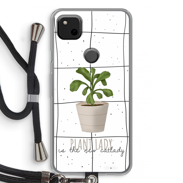 Kamerplant op vensterruit: Pixel 4a Transparant Hoesje met koord