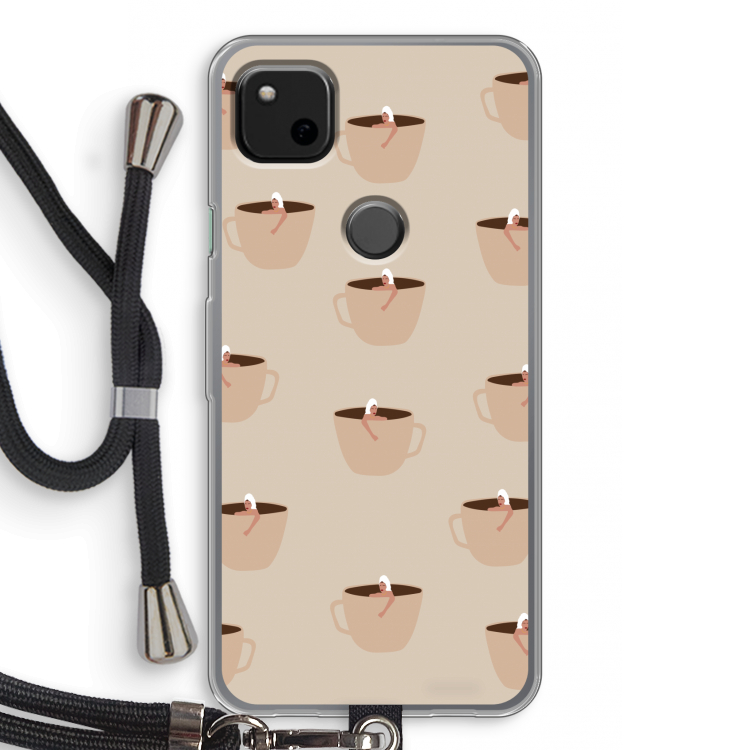 Morning coffee: Pixel 4a Transparant Hoesje met koord