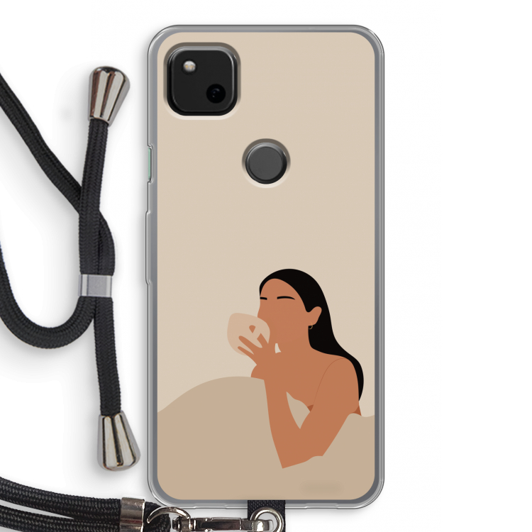 Fresh coffee: Pixel 4a Transparant Hoesje met koord