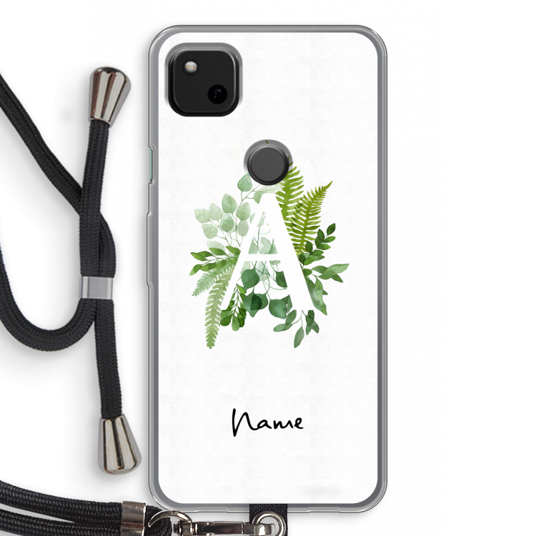 Green Brush: Pixel 4a Transparant Hoesje met koord
