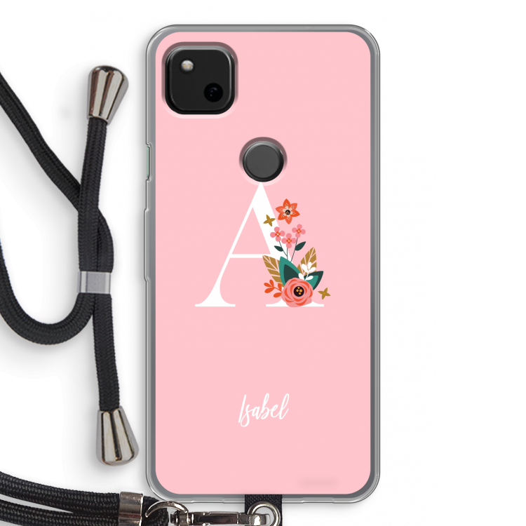 Pink Bouquet: Pixel 4a Transparant Hoesje met koord