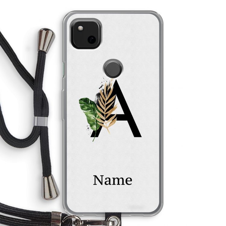 Charcoal Flora: Pixel 4a Transparant Hoesje met koord