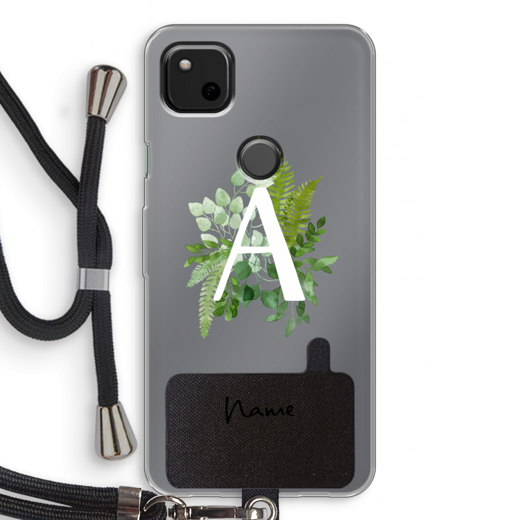 Green Brush: Pixel 4a Transparant Hoesje met koord