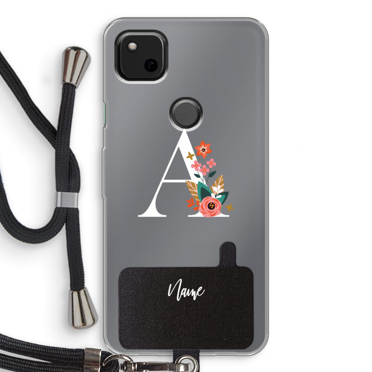 Pink Bouquet: Pixel 4a Transparant Hoesje met koord