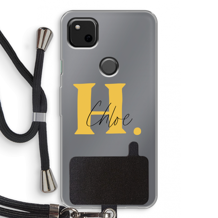 Amber Script: Pixel 4a Transparant Hoesje met koord