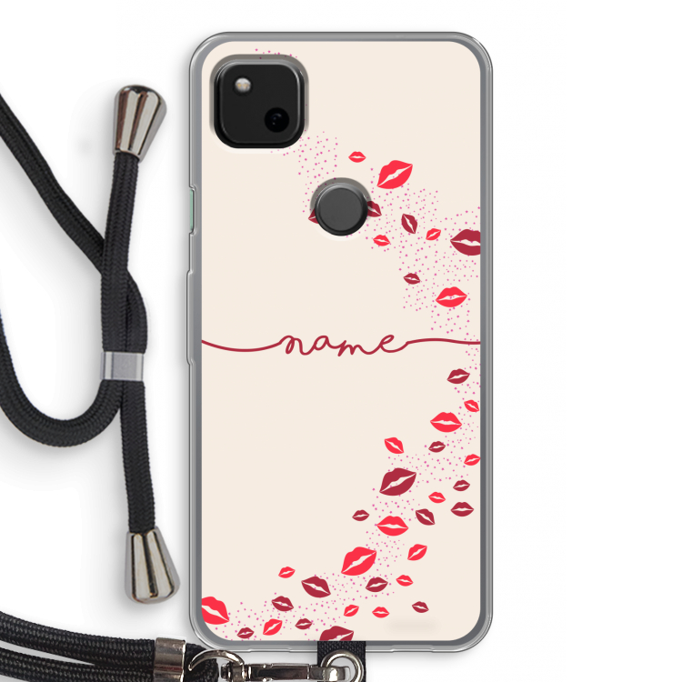 Kusjes: Pixel 4a Transparant Hoesje met koord