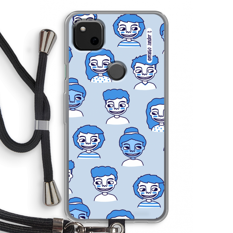 Gezichtjes: Pixel 4a Transparant Hoesje met koord