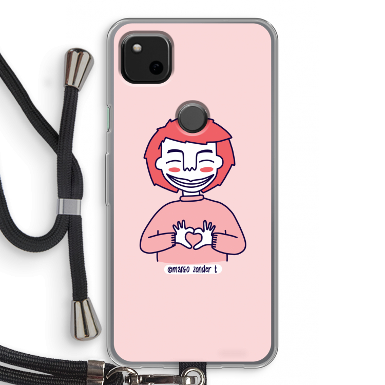 Hartje: Pixel 4a Transparant Hoesje met koord