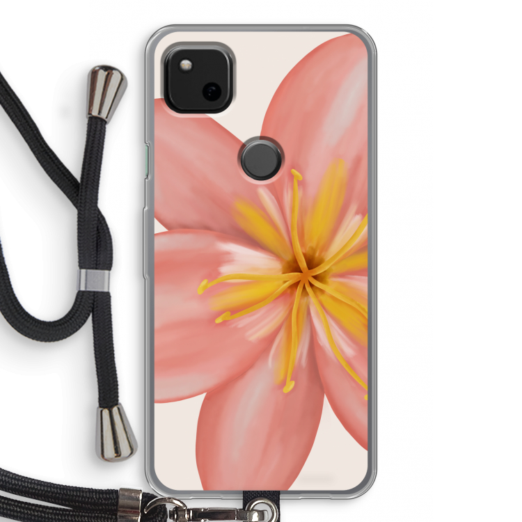 Pink Ellila Flower: Pixel 4a Transparant Hoesje met koord