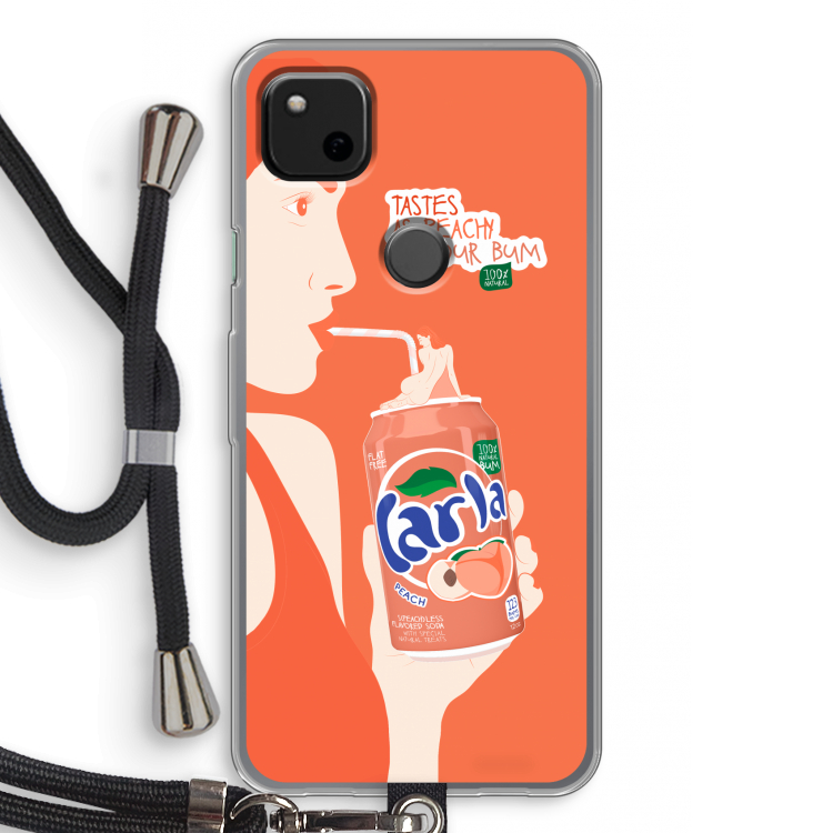 Peach please!: Pixel 4a Transparant Hoesje met koord