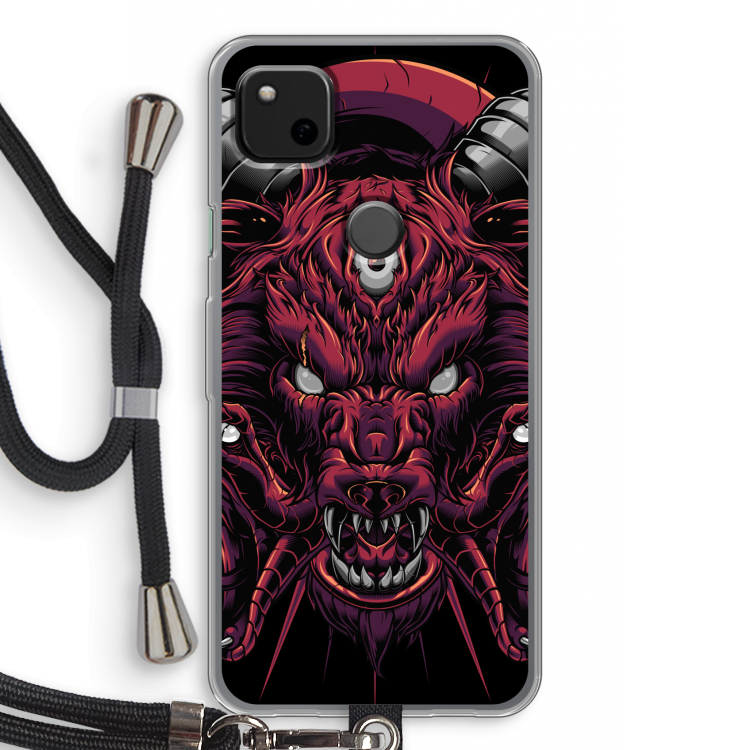 Hell Hound and Serpents: Pixel 4a Transparant Hoesje met koord