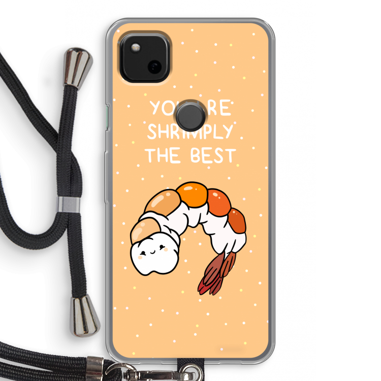 You're Shrimply The Best: Pixel 4a Transparant Hoesje met koord