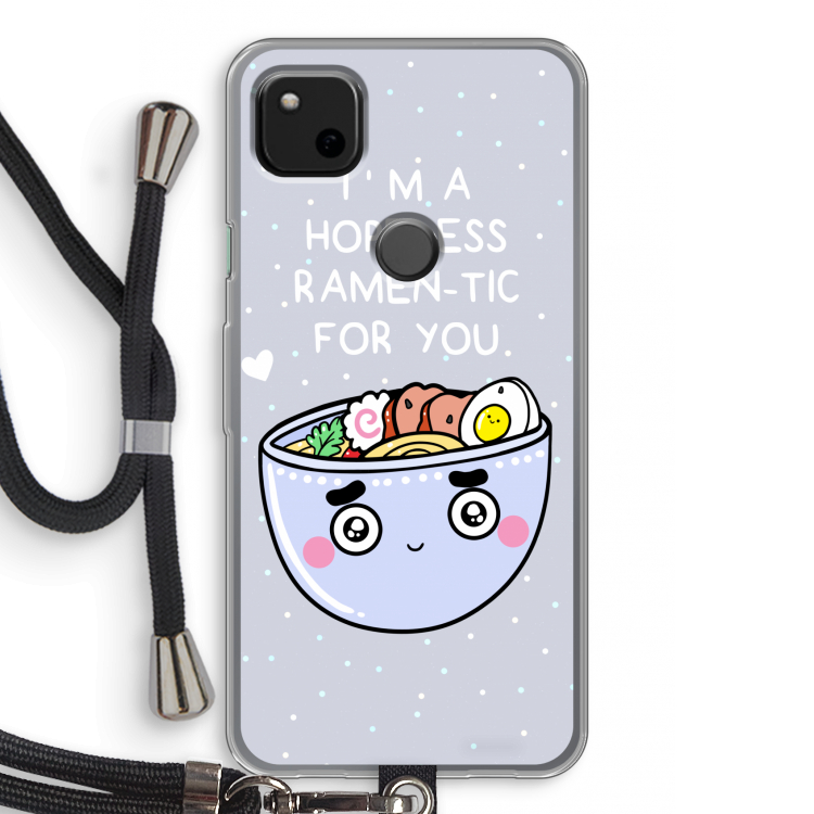 I'm A Hopeless Ramen-Tic For You: Pixel 4a Transparant Hoesje met koord