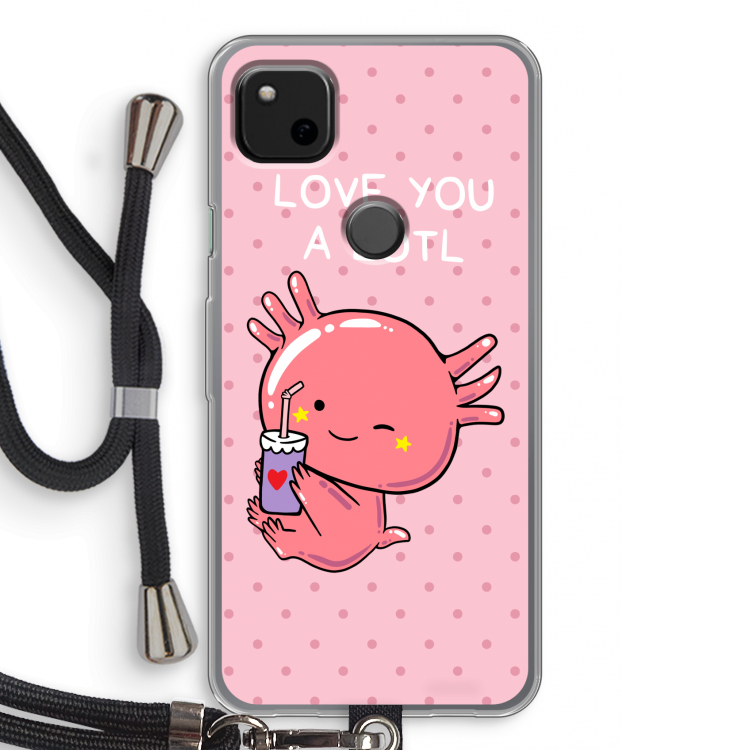 Love You A Lotl: Pixel 4a Transparant Hoesje met koord