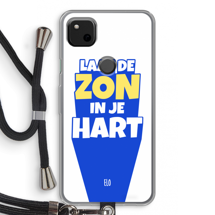 Laat de zon in je hart: Pixel 4a Transparant Hoesje met koord