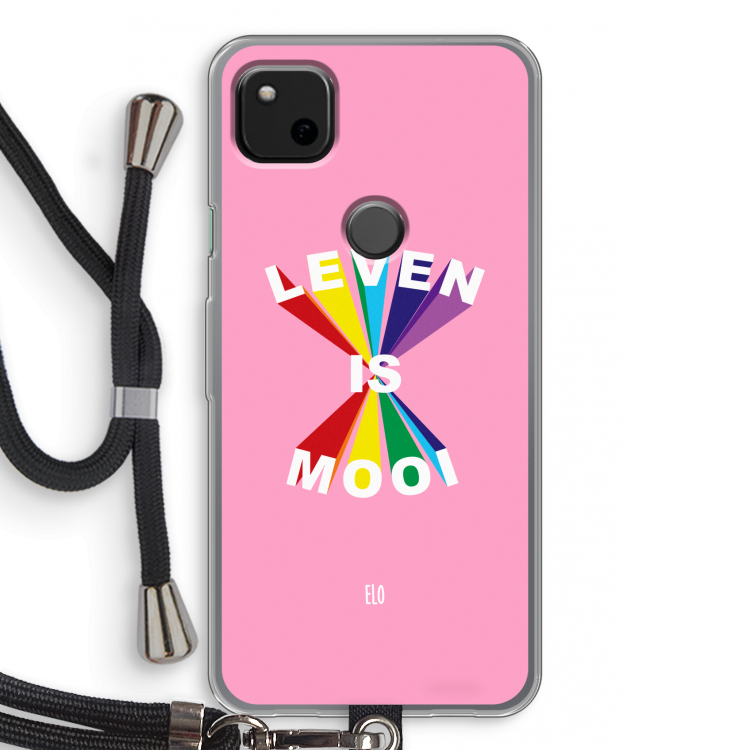 Het Leven Is Mooi: Pixel 4a Transparant Hoesje met koord