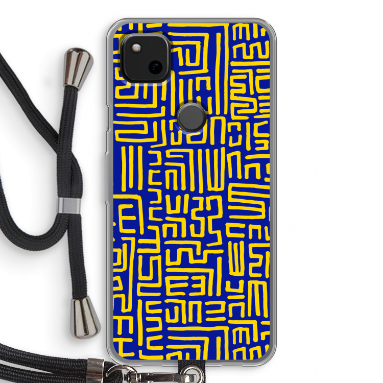 Majorelle Blue Print: Pixel 4a Transparant Hoesje met koord