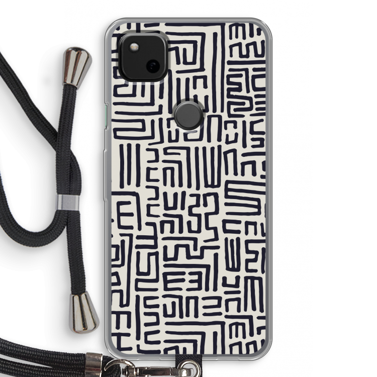 Moroccan Print: Pixel 4a Transparant Hoesje met koord