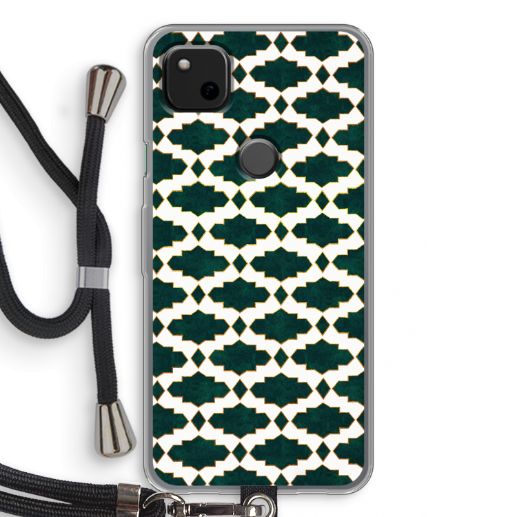 Moroccan tiles: Pixel 4a Transparant Hoesje met koord