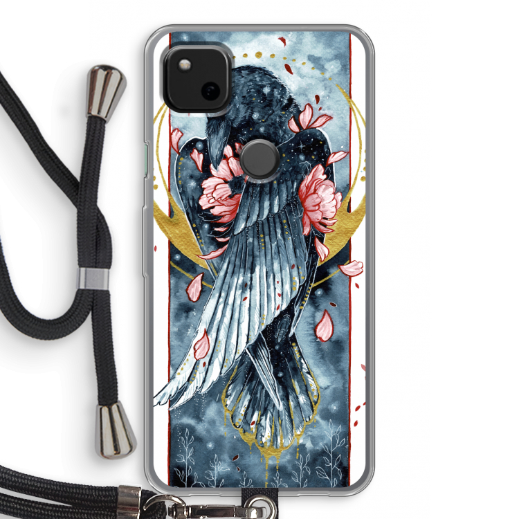 Golden Raven: Pixel 4a Transparant Hoesje met koord