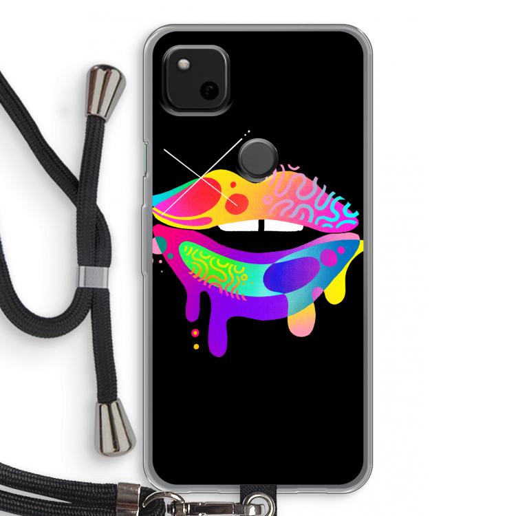Lip Palette: Pixel 4a Transparant Hoesje met koord