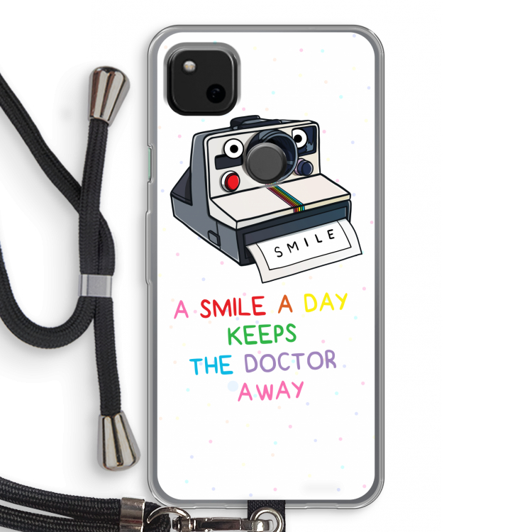 Smile: Pixel 4a Transparant Hoesje met koord