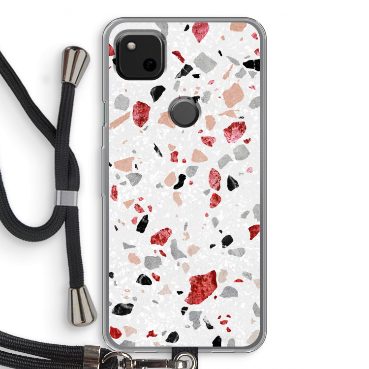 Terrazzo N°12: Pixel 4a Transparant Hoesje met koord